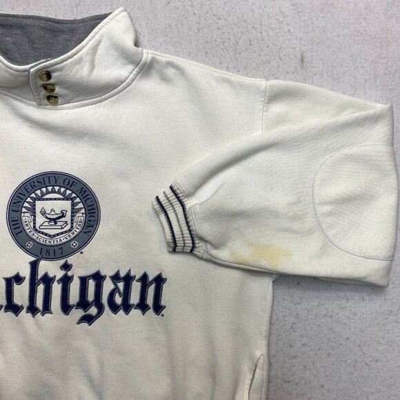 Vintage University Of Michigan Sweatshirt Mens M White Fleece Pullover Logo 90s - Picture 3 of 13